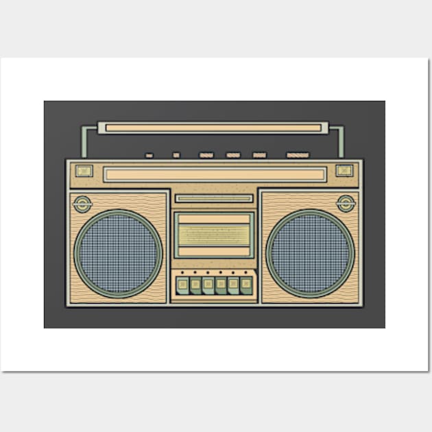 Yellow Vintage Boombox Wall Art by milhad